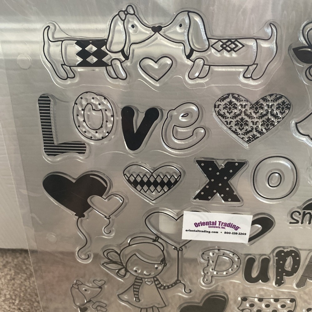 Clear Stamps Puppy Love Dachshund Weenie Dog Sweetheart Valentine 24 pieces - Picture 2 of 6
